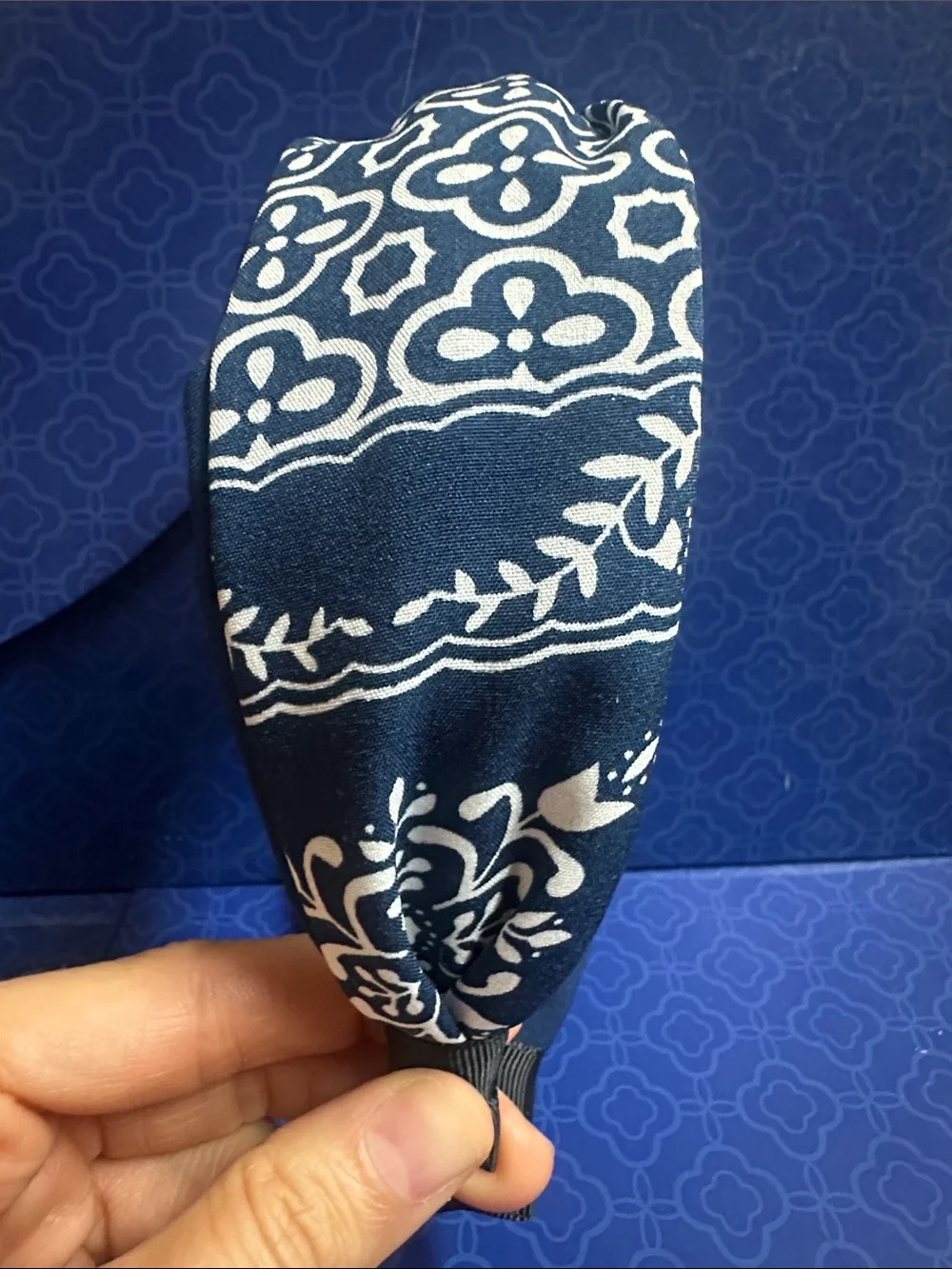Navy Floral Knot Headband